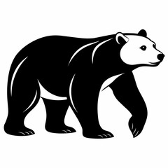 A polar Bear Walking  vector silhouette, flat style black color illustration, isolated white background (12)