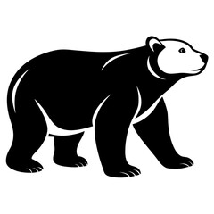 A polar Bear Walking  vector silhouette, flat style black color illustration, isolated white background (14)
