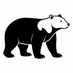 A polar Bear Walking  vector silhouette, flat style black color illustration, isolated white background (15)