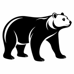 A polar Bear Walking  vector silhouette, flat style black color illustration, isolated white background (16)