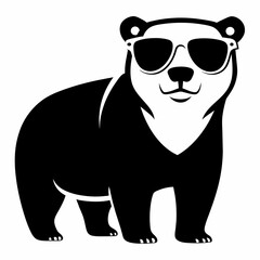 Polar bear vector art illustration black color silhouette (1)