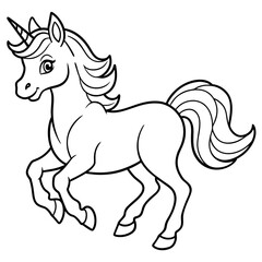 unicorn dash  coloring book page line art, outline, vector illustration, isolated white background (15)