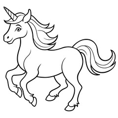 unicorn dash  coloring book page line art, outline, vector illustration, isolated white background (13)