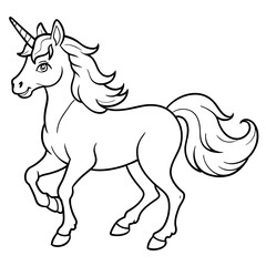 unicorn dash  coloring book page line art, outline, vector illustration, isolated white background (12)