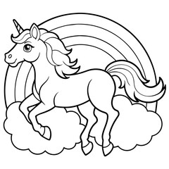 unicorn dash  coloring book page line art, outline, vector illustration, isolated white background (17)