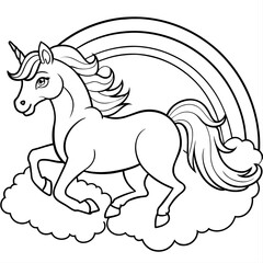unicorn dash  coloring book page line art, outline, vector illustration, isolated white background (22)