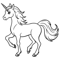 unicorn dash  coloring book page line art, outline, vector illustration, isolated white background (14)