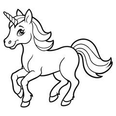 unicorn dash  coloring book page line art, outline, vector illustration, isolated white background (29)