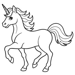 unicorn dash  coloring book page line art, outline, vector illustration, isolated white background (34)