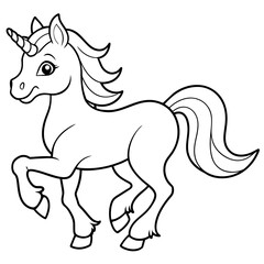 unicorn dash  coloring book page line art, outline, vector illustration, isolated white background (28)