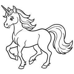 unicorn dash  coloring book page line art, outline, vector illustration, isolated white background (32)