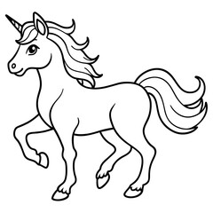 unicorn dash  coloring book page line art, outline, vector illustration, isolated white background (35)