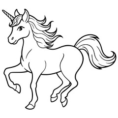 unicorn dash  coloring book page line art, outline, vector illustration, isolated white background (36)