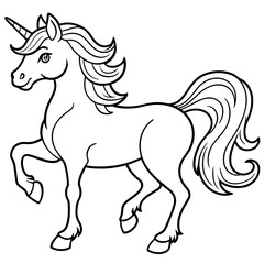 unicorn dash  coloring book page line art, outline, vector illustration, isolated white background (37)