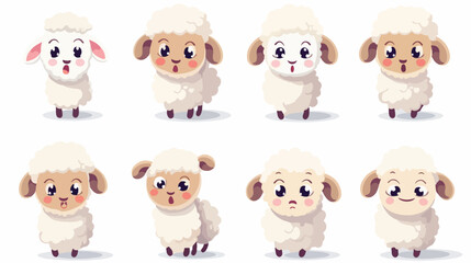 Cute sheep animal emotions tiny sheep with emoji coll