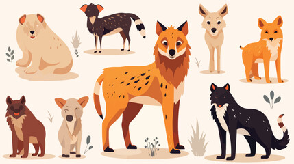 Obraz na płótnie Canvas cute wild animals hyena fox wolf Safari jungle animal