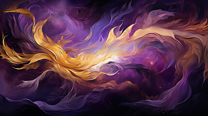 Obraz premium Seamless Purple and Gold Brush Stroke Wavy Banner Background