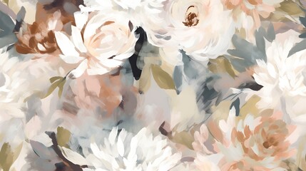 romantic wedding rose bouquet vintage blooming flowers painting soft light floral background wallpaper pattern