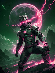 Fototapeta premium Elegant space soldier character on alien planet