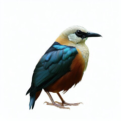 Fototapeta premium isolated colorful birds standing on a white background generated with generative AI technology 