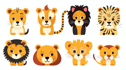 cute wild animals Lion tiger leopard Safari jungle an