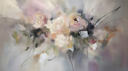 romantic wedding rose bouquet vintage blooming flowers painting soft light floral background wallpaper pattern