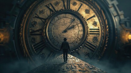 3D illustration concept about time running out with a clock and person - Powered by Adobe