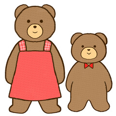 母と子のクマのイラスト　