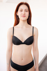 Obraz premium woman . studio polaroid. Snapshoot for model agency