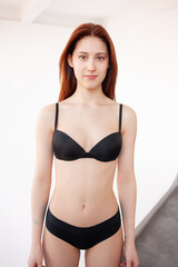 Obraz premium woman . studio polaroid. Snapshoot for model agency