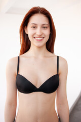 Obraz premium woman . studio polaroid. Snapshoot for model agency