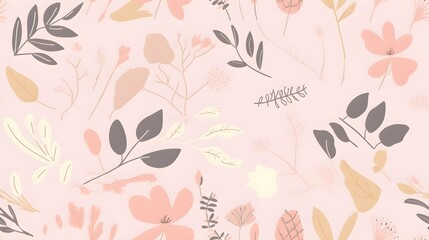 pastel pink girly leaf soft light floral background wallpaper