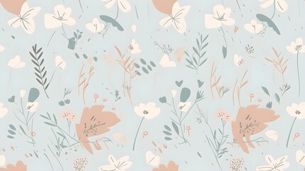 simple soft light blue green floral background wallpaper pattern design