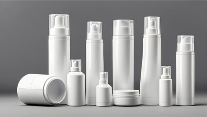 many different size cream and lotion blank bottles