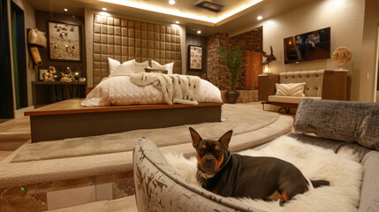 Luxury Bedroom with Pet Bed, Comfort Design