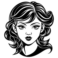 Beauty hear style girl face silhouette vector illustration isolated on a white background.
Beauty girl face logo icon vector.
