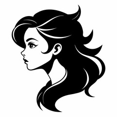 Beauty hear style girl face silhouette vector illustration isolated on a white background.
Beauty girl face logo icon vector.
