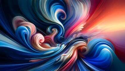 Cosmic Dance, captures swirling patterns of vivid blues and fiery reds, resembling a cosmic dance of celestial bodies