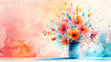 3D Flat Icon: Hand-Painted Watercolor Illustration Celebrating Mother's Day - Charming Elements, Close-Up Shots, Isolated White Background