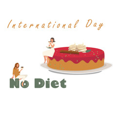 No Diet Day banner. International holiday banner with text. 