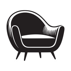 armchairs Stylish modern furniture isolated Vector Silhouettes