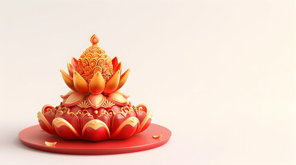 3D Flat Icon of traditional Gudi Padwa Gudi, symbolizing new beginnings in Gudi Padwa theme with isolated white background
