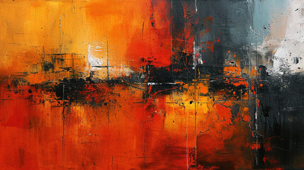 Orange And Black Abstract Painting Fluttering On Canvas