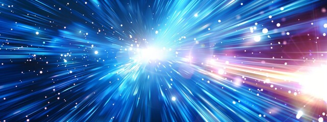 Obraz premium Abstract blue light speed background with rays of light and blurred effect for design, technology concept in the style of technology.