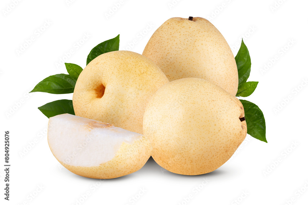 Poster fresh group oriental pear isolated on a transparent background - Posters