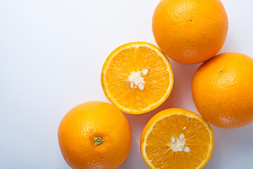 Orange fruit isolated on white background with clipping path. Copy space for your text.