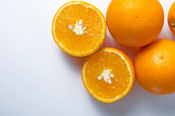 Fresh orange fruit isolated on white background with copy space for text.