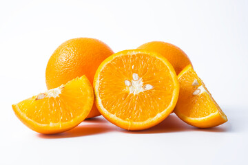 Fresh orange fruit isolated on white background.