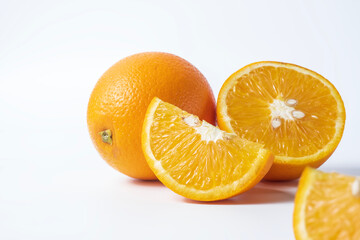 Orange fruit isolated on white background with copy space.