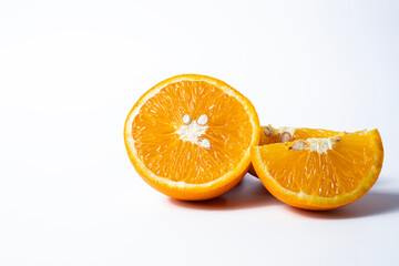 Orange fruit isolated on white background with copy space.